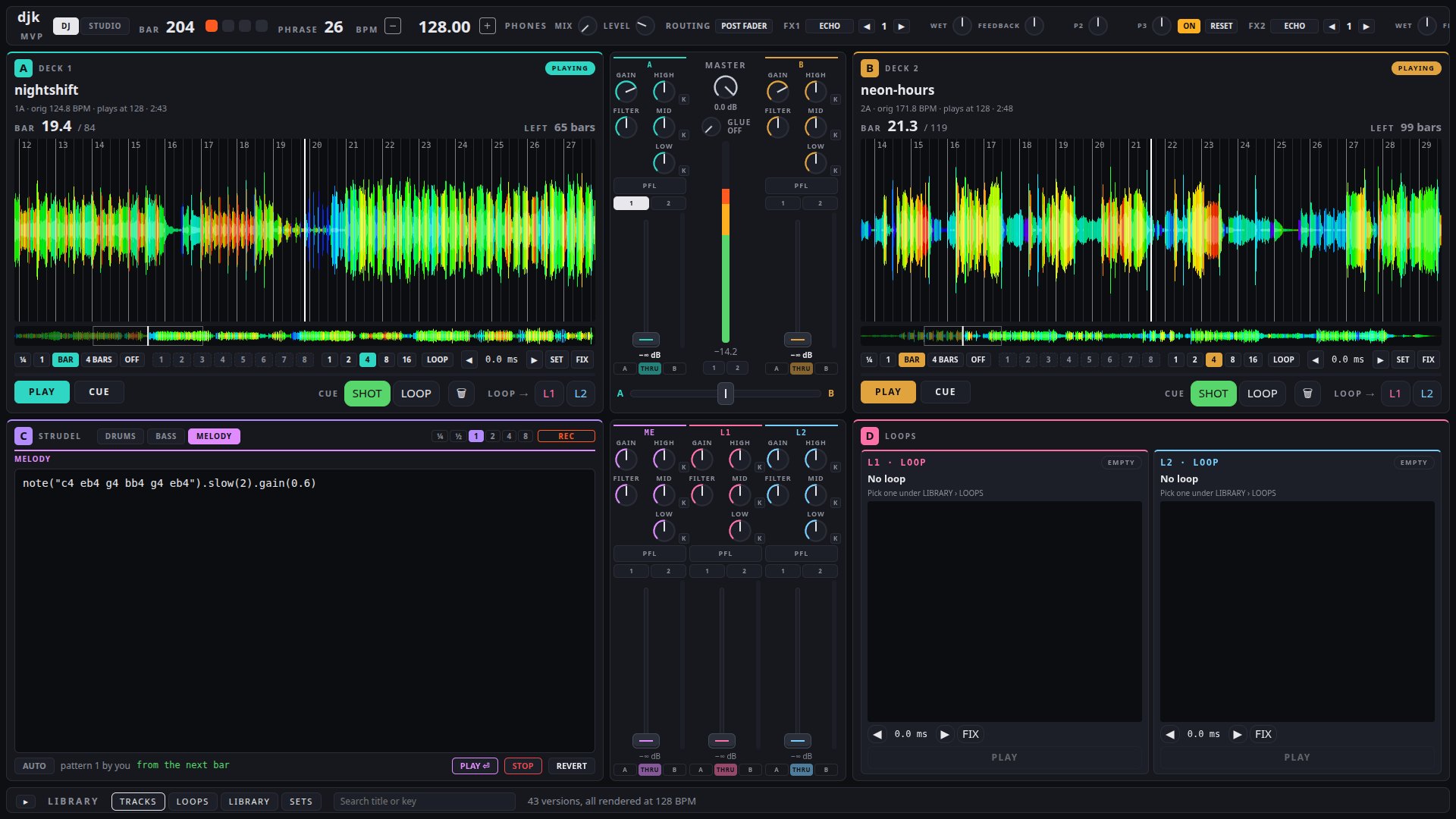 DJ view of cypher-dj